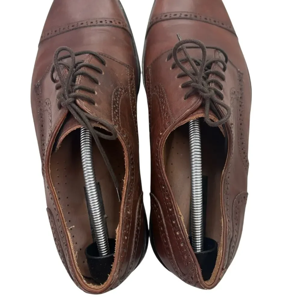 Bostonian Mens Cap Toe Oxford Brown Leather Italian made dress shoes size 11